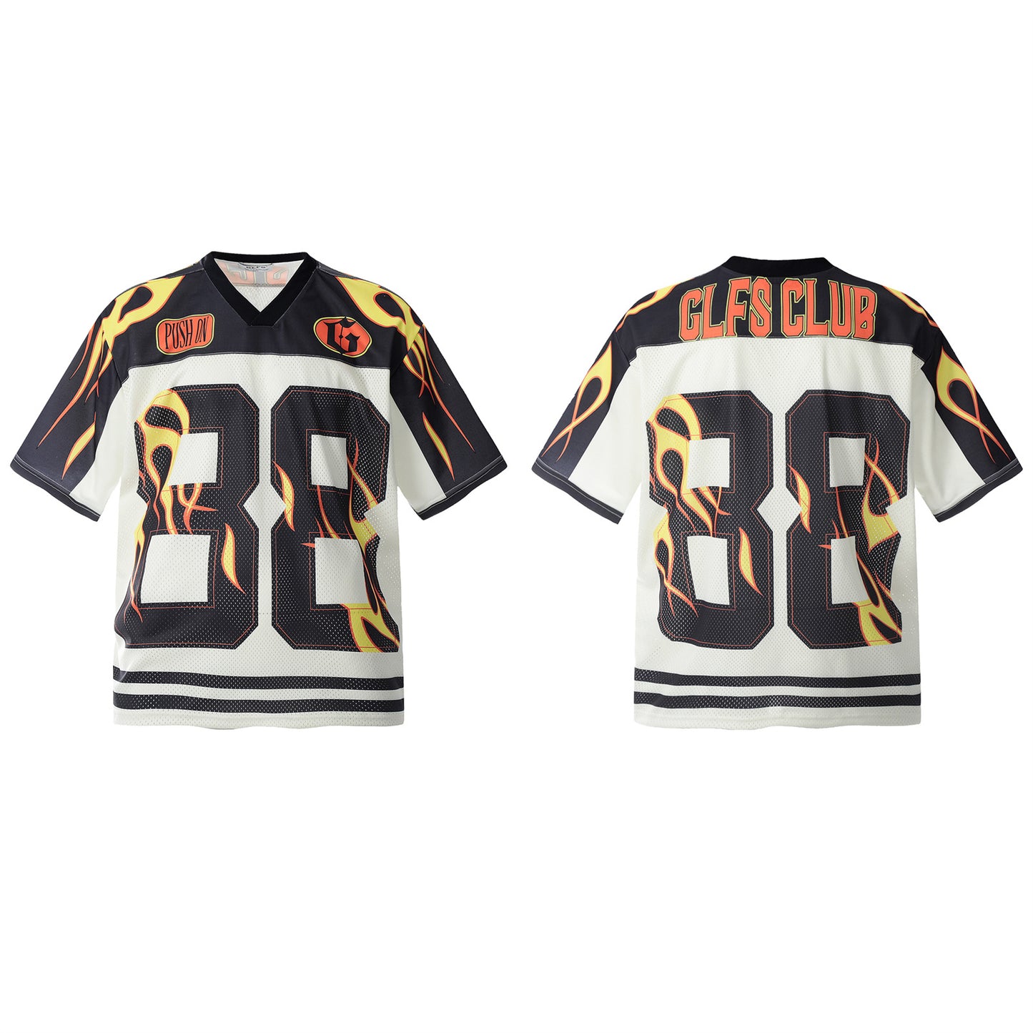 Harajuku Style Retro Letter Print V-Neck Jersey T-Shirt