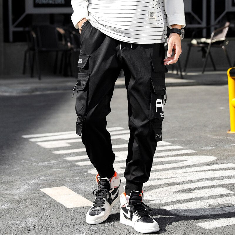 HIQOR Harajuku Multi Pocket Cargo Pants - Hip Hop Streetwear