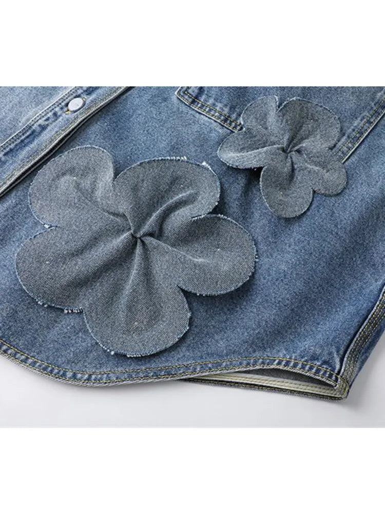 Light Luxury Three Dimensional Flower Denim Jacket