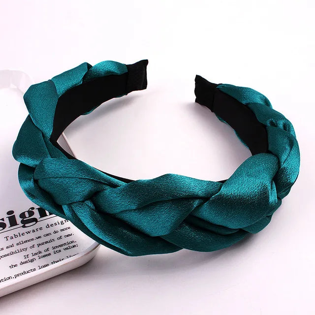 Women Satin Cross Hairbands - Twisted Braid Headband