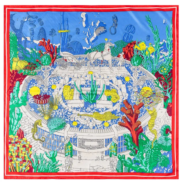 Playful Giraffe Twill Silk Scarf - 90CM Square