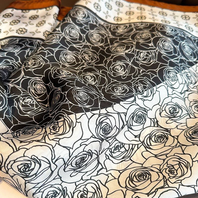 Harajuku Style Cashew Flower Silk Square Scarf