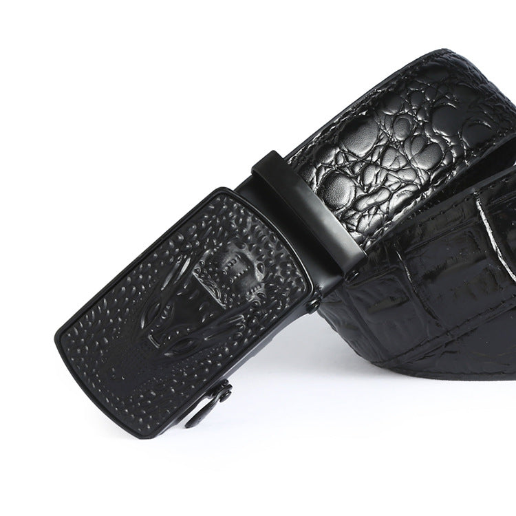 Personalized Crocodile Patterned Men's Belt with Automatic Buckle