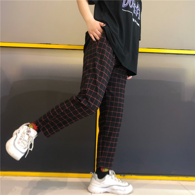 Vintage Plaid Patchwork Pants