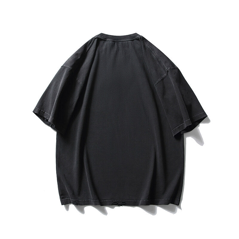 Harajuku Style Embroidered Round Neck Short Sleeved Shirt