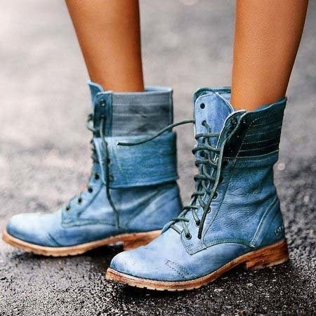 Retro Women's Leather Lace-Up Knight Boots