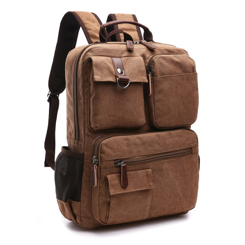 Harajuku Style Waxed Canvas Rolling Backpack