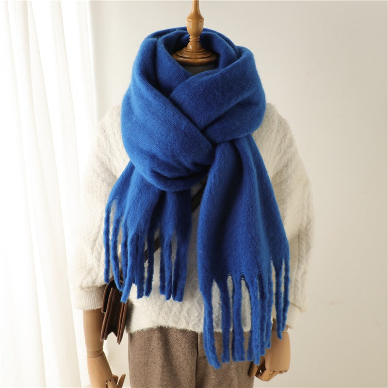 Versatile Mohair Scarf with Tassels for Harajuku Style
