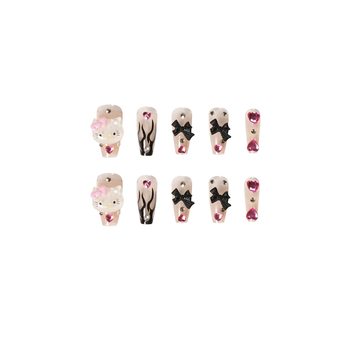 Harajuku Black Flame Y2K Style Nail Patch Set
