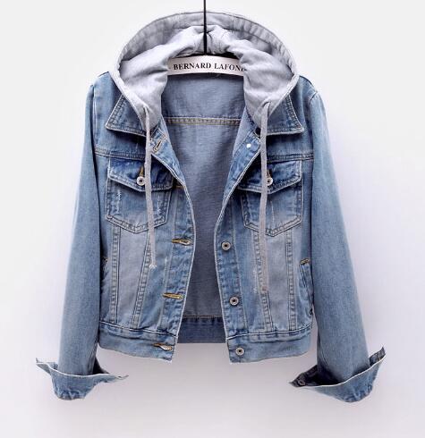Playful Plus Size 5XL Denim Jacket with Hoodie