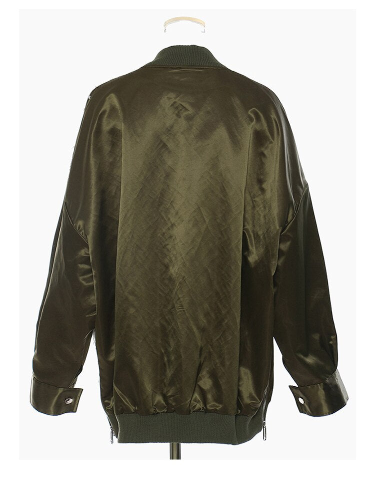 Playful Green Color-Block Oversized Jacket for Women