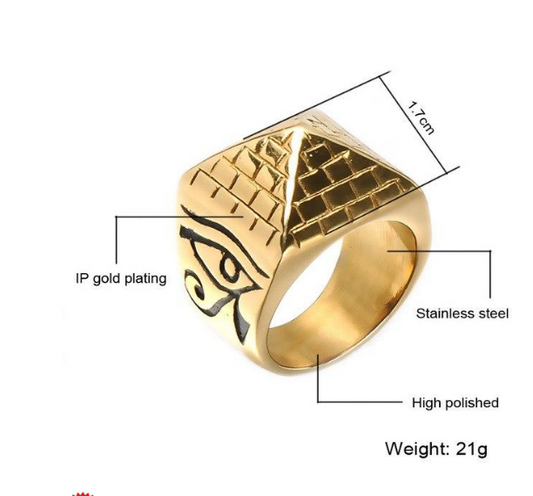 Men's Punk Egyptian Pyramid Ring - Eye of Horus Jewelry