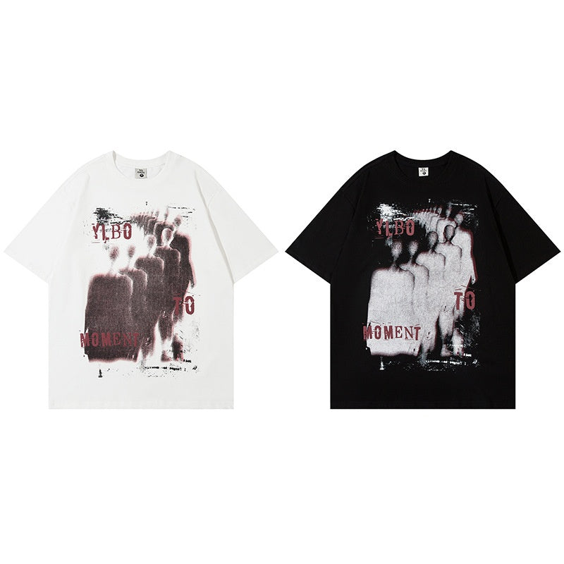 Harajuku Portrait Print Short Sleeve T-Shirt