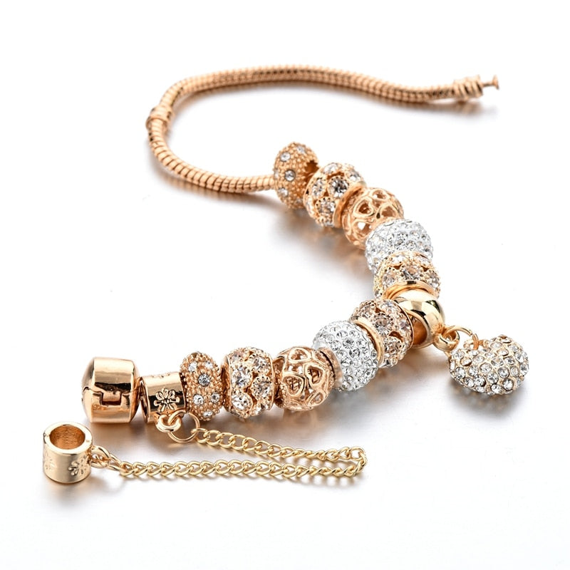 Trendy Gold Heart Charm Bracelets for Women