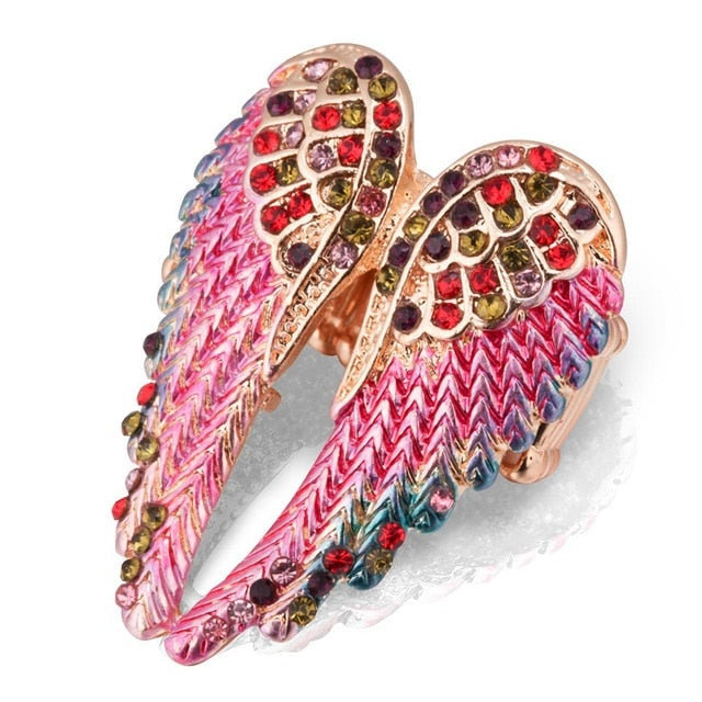 Angel Wings Stretch Ring - Antique Gold Biker Bling for Women