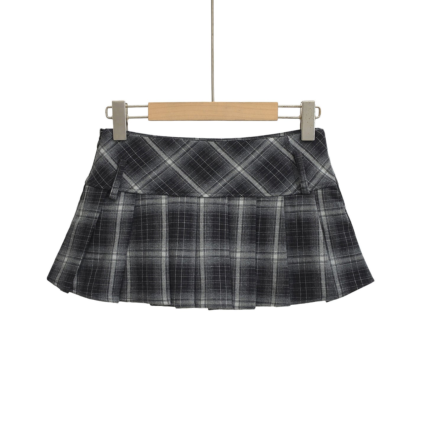 Checkered Pleated A-Line Skirt