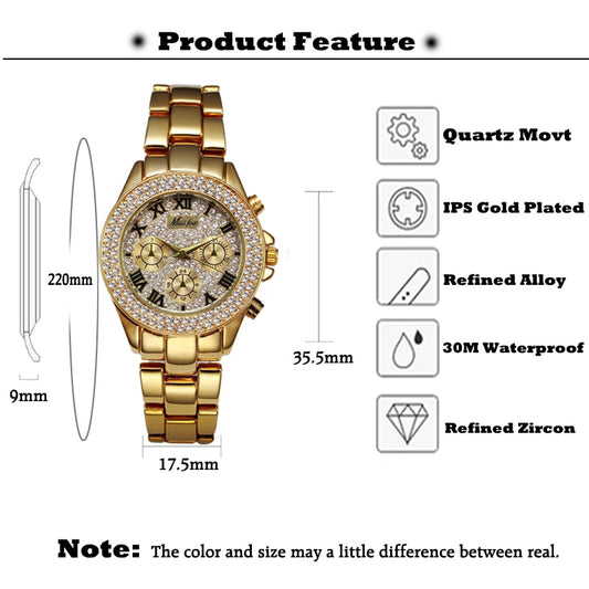 MISSFOX Luxury 18K Gold Women’s Quartz Watch