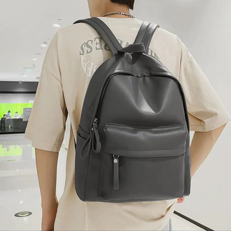 Harajuku PU Leather Zip Backpack