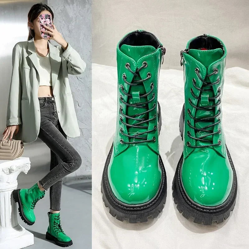Harajuku Style Colorful Ankle Boots - Gothic Platform Punk