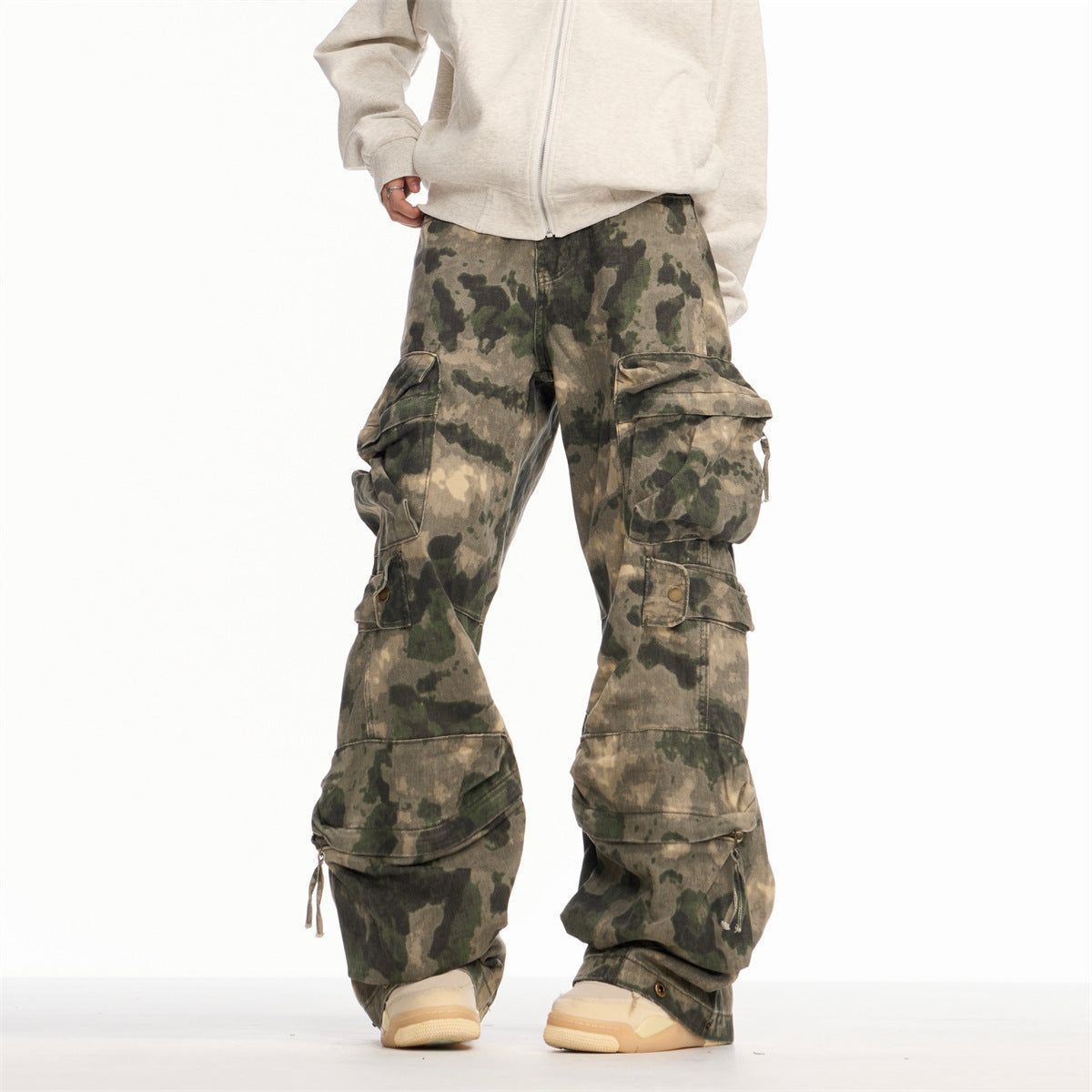 Washed Camouflage Denim Work Pants