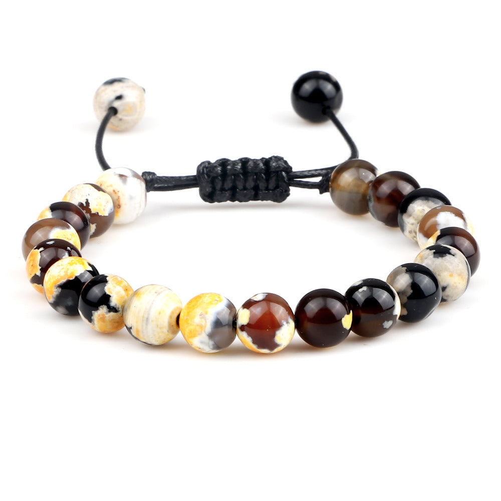 8mm Tiger Eye Stone Beads Bracelet - Adjustable & Braided