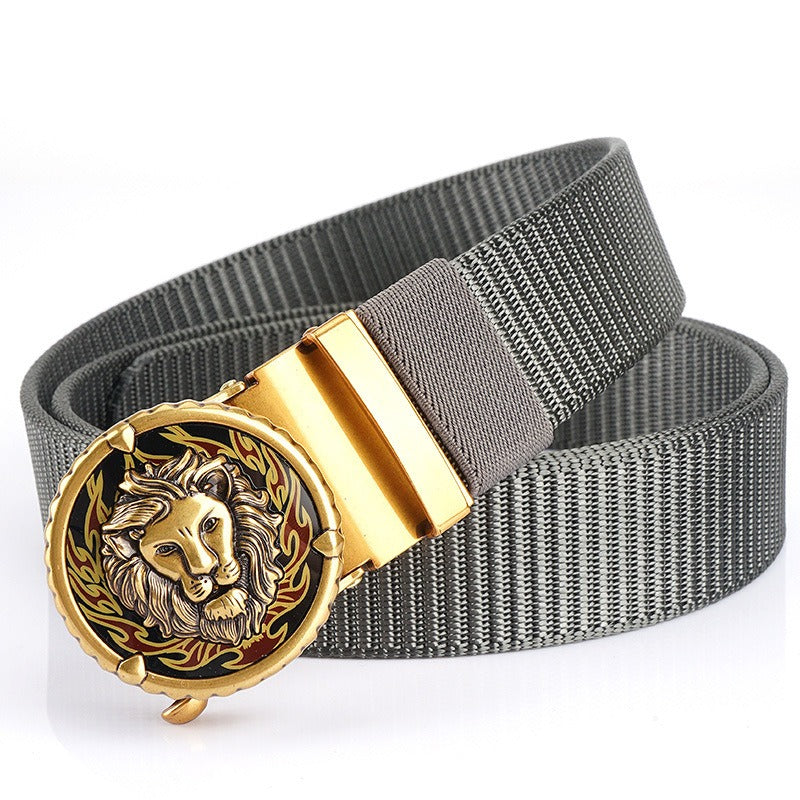Playful Tank Patterned Nylon Waist Belt with Alloy Automatic Buckle