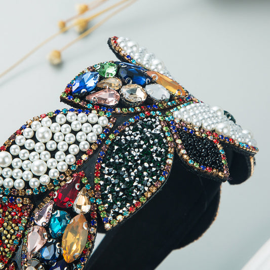 Rhinestone Pearl Leaf Baroque Headband