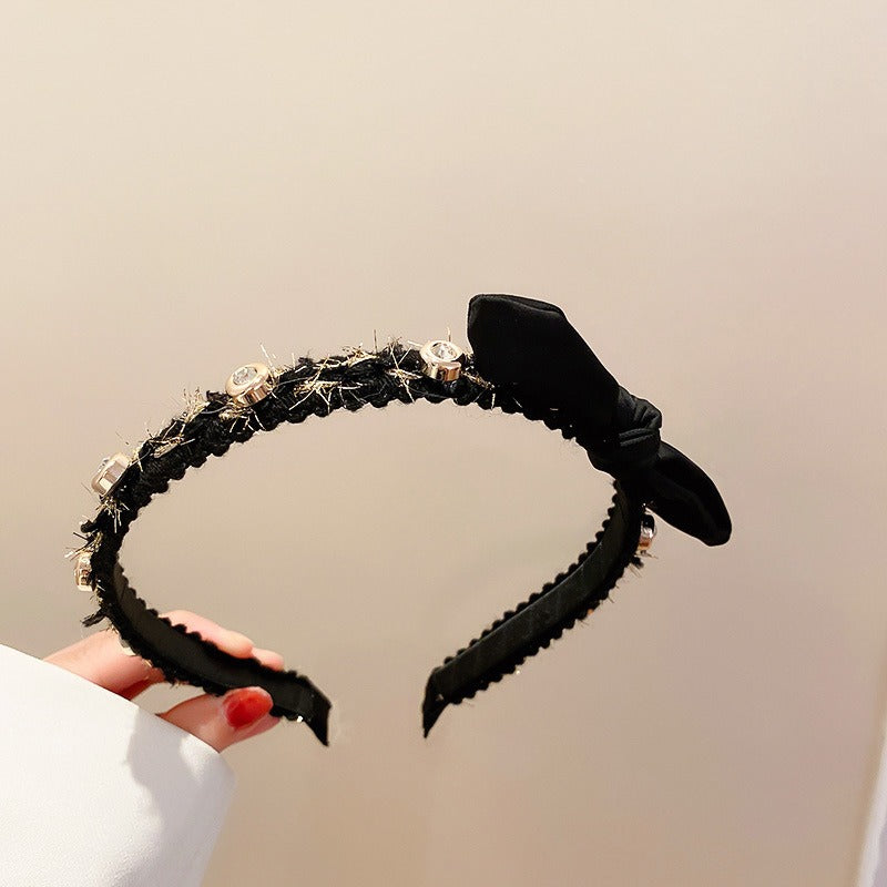 Black And White Plaid Woven Headband