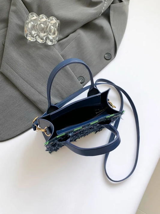 Raw Edge Plaid Shoulder Bag - Harajuku Style