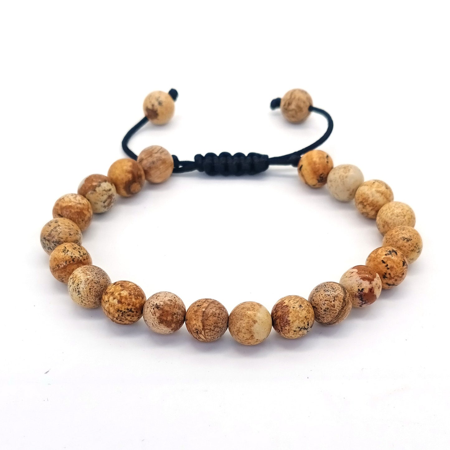 8mm Tiger Eye Stone Beads Bracelet - Adjustable & Braided