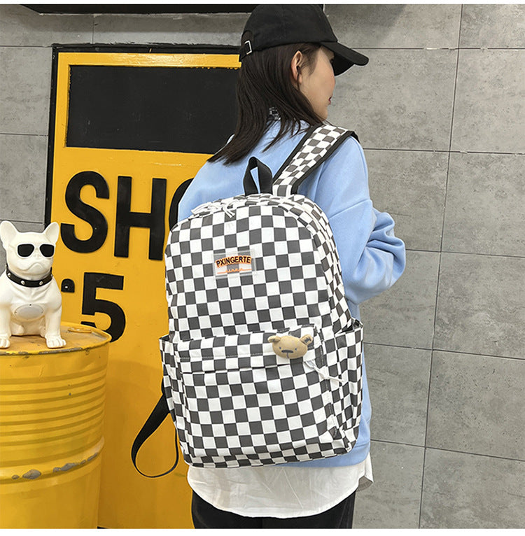 Harajuku Style Plaid Backpack - Large Capacity Schoolbag