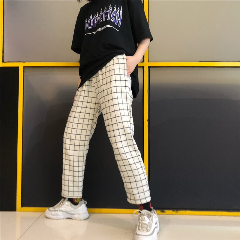 Vintage Plaid Patchwork Pants