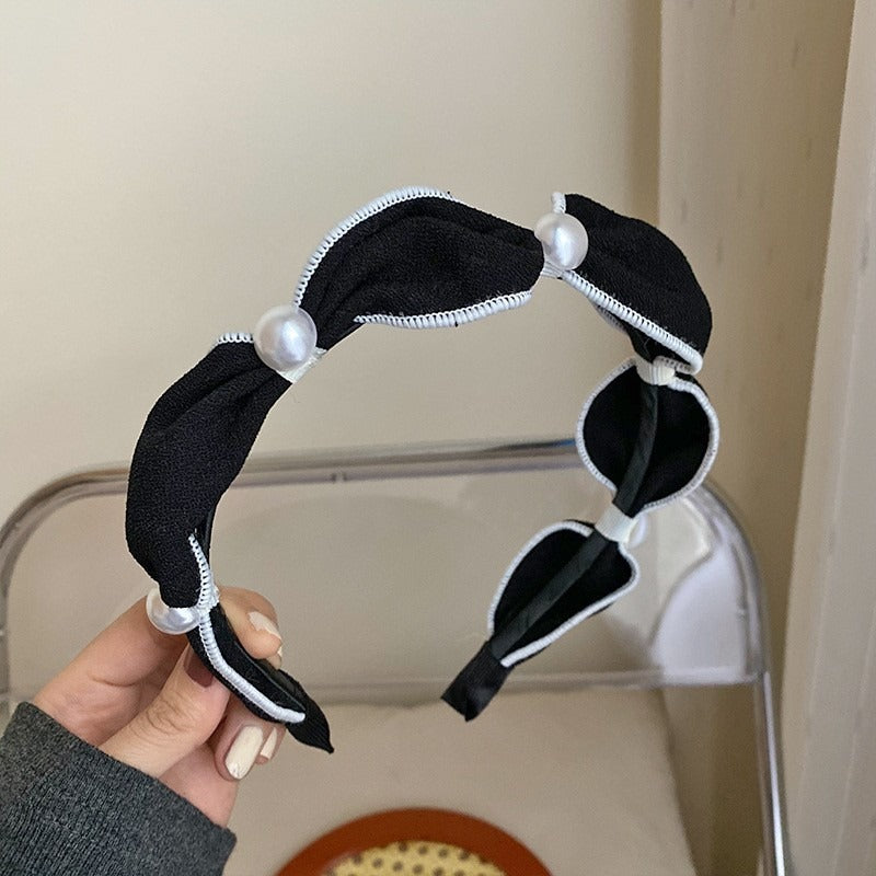 Black And White Plaid Woven Headband