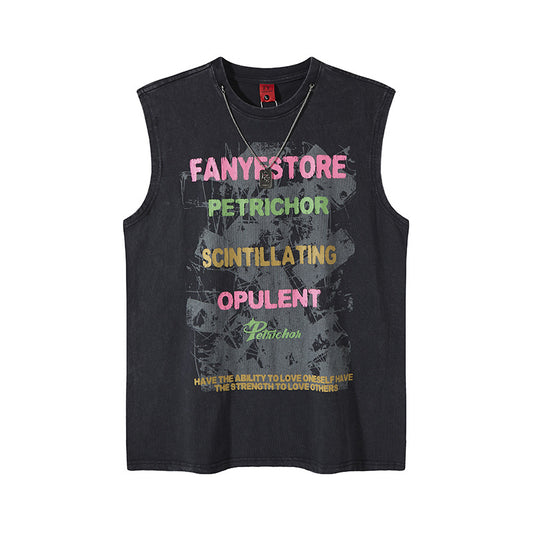 Playful Washed Cotton Vest - Unisex Sleeveless T-Shirt