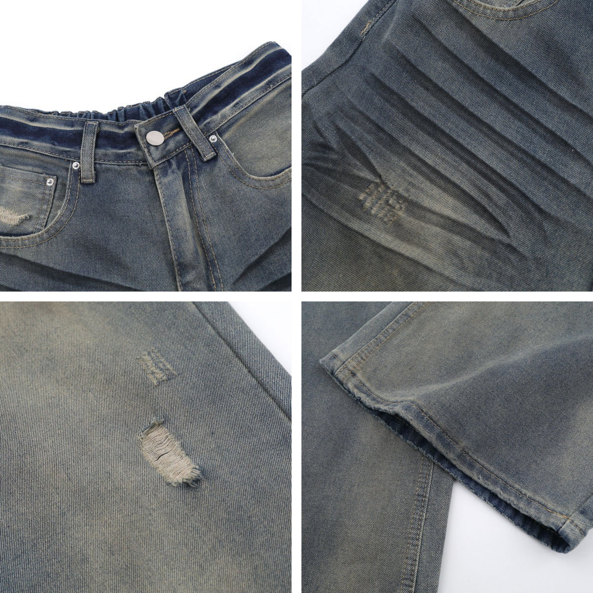 Harajuku Style Washed Straight Leg Jeans - Unisex