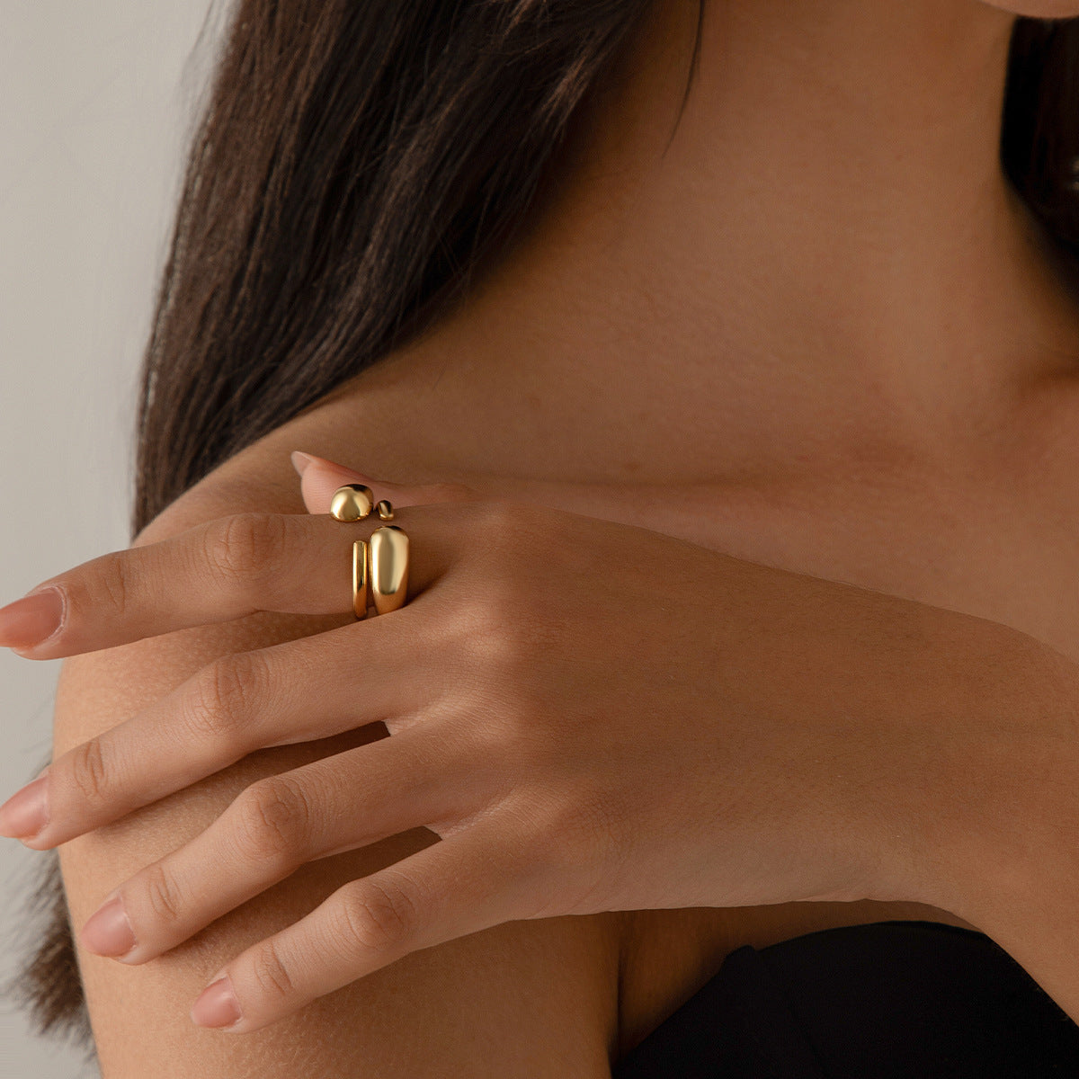 Playful Geometric Open Mouth Ring - Harajuku Style