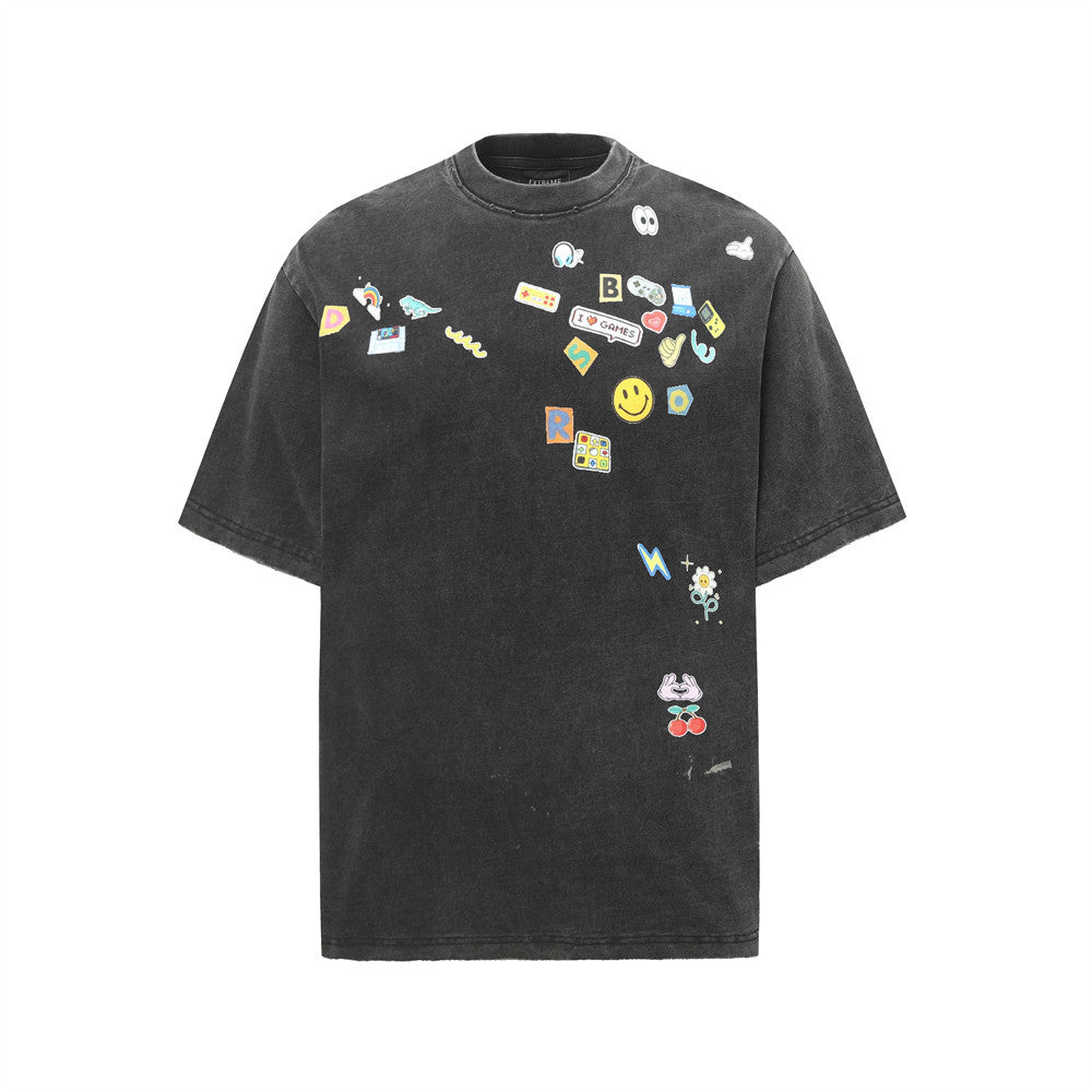Harajuku Smiley Tie-Dye Short Sleeve T-Shirt for Men
