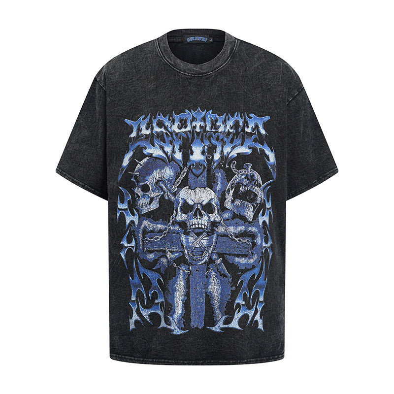 Playful Cartoon Print Cotton T-Shirt for Men