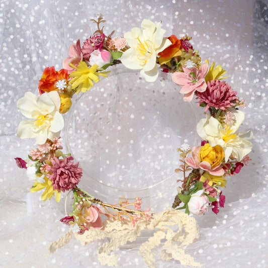 Autumn Flower Wreath Headwear