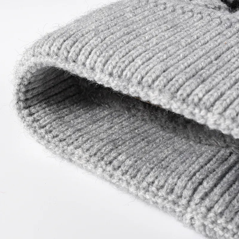 Playful Striped Pom-Pom Knit Hat