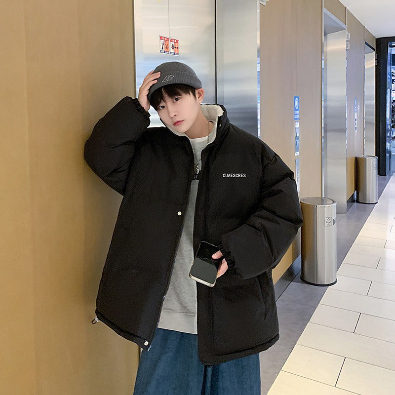 Harajuku Style Thickened Cotton Coat for Men in Winter