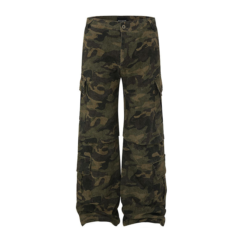 Harajuku Style Straight Pants with Multiple Pockets