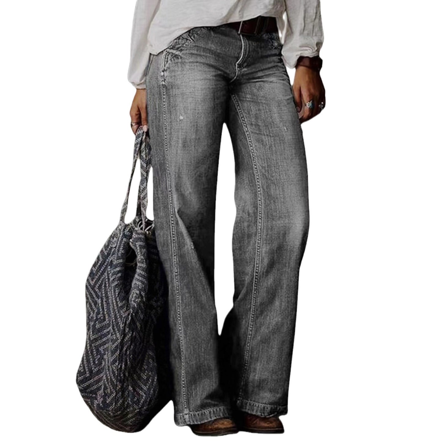 Retro Harajuku Wide Leg Casual Jeans for Women
