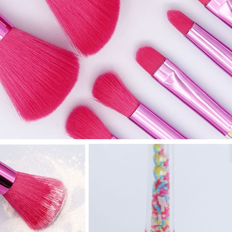 Candy-Themed Mini Makeup Brush Set - 5/8 Pcs