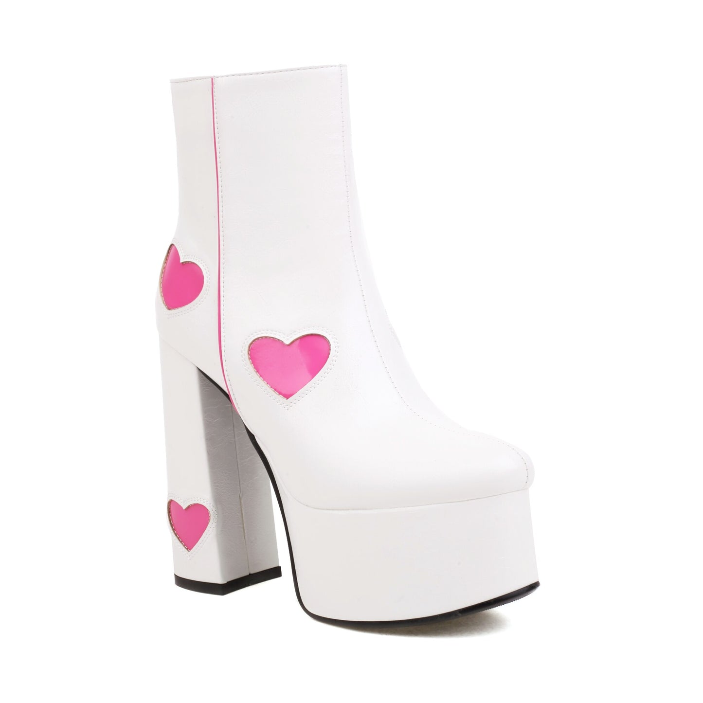 Sweetheart Patch Black and White Platform Boots