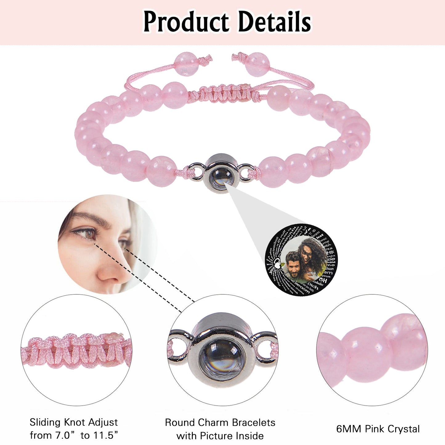 100 Languages I Love You Photo Projection Bracelet