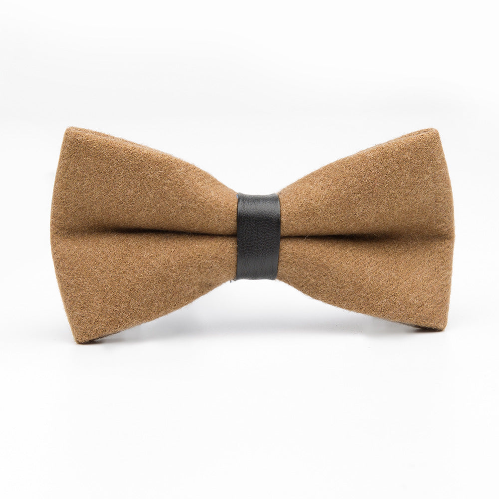 Men's Bow Knot Solid Color Wool Bow Tie