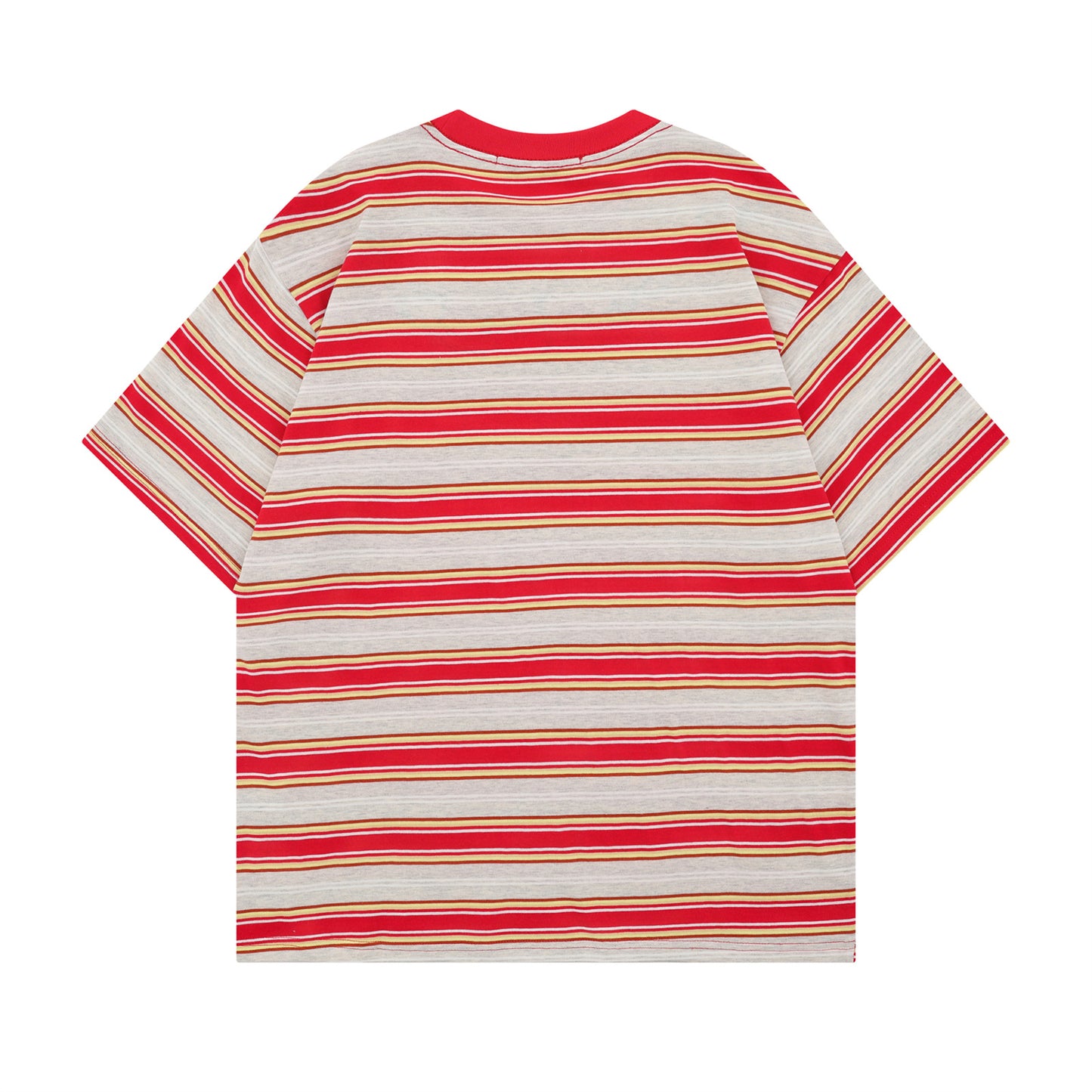 Retro Stripe Cat Embroidery T-Shirt