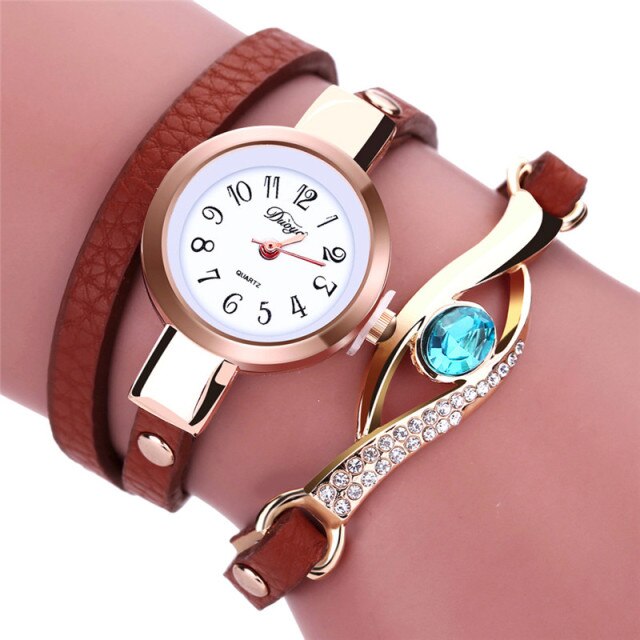 Luxury Gold Bracelet Watch for Women with Eye Gemstone