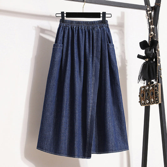 Playful Plus Size High Waisted Denim Skirt for Women